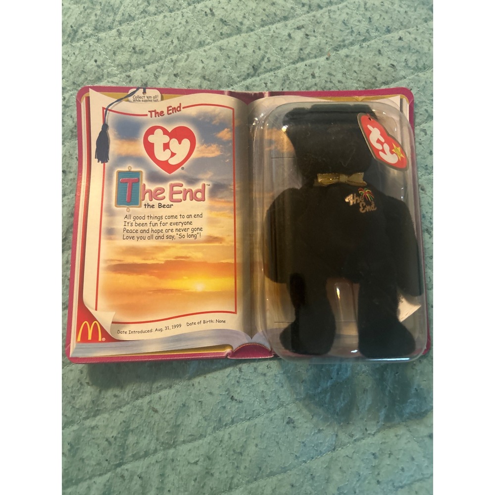 Ty Teenie Beanie Babies 2000 The‎ End Bear McDonalds Happy Meal Toy Sealed Book